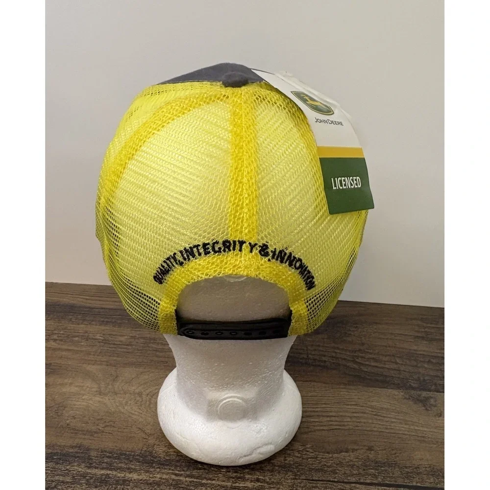 John Deere Mesh Trucker Gray And Rubber Bill Yellow Mesh Back Tags
